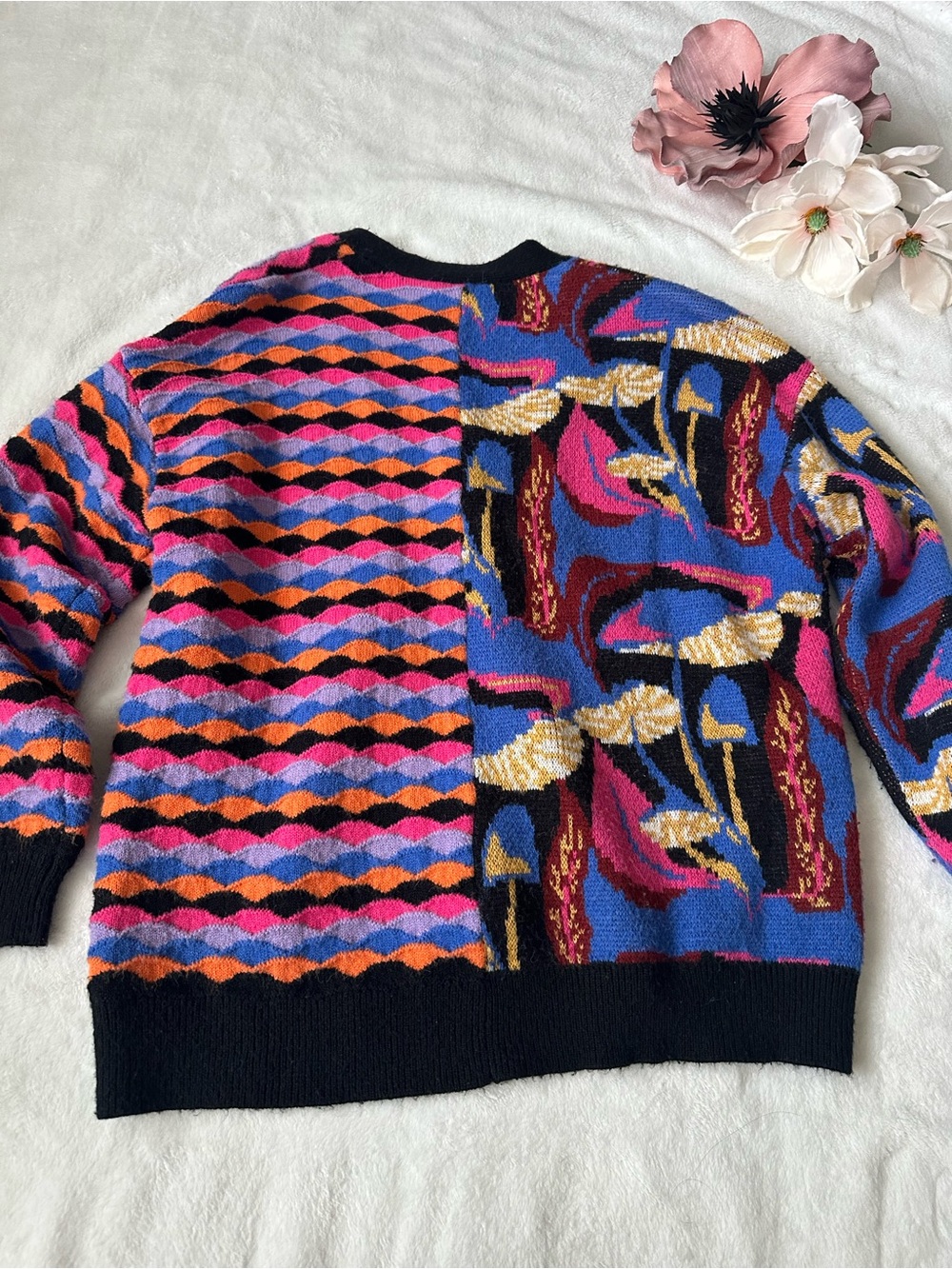 Farm Rio Mixed Mushrooms Knit Cardigan Medium - Picture 4 of 15